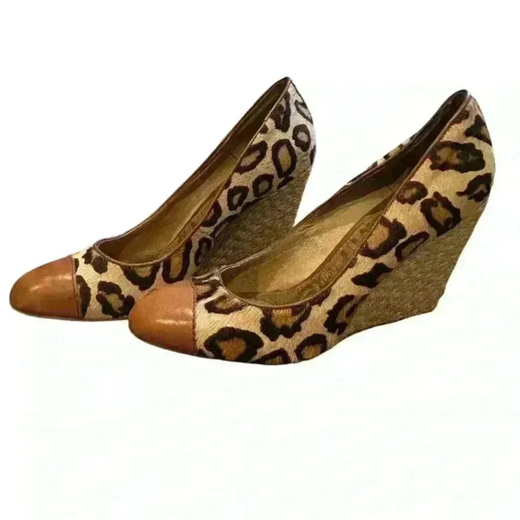 Sam Edelman Randall  Pumps Heels Wedge Espadrille Cap Top Leopard Brown Womens 9 - Picture 3 of 6